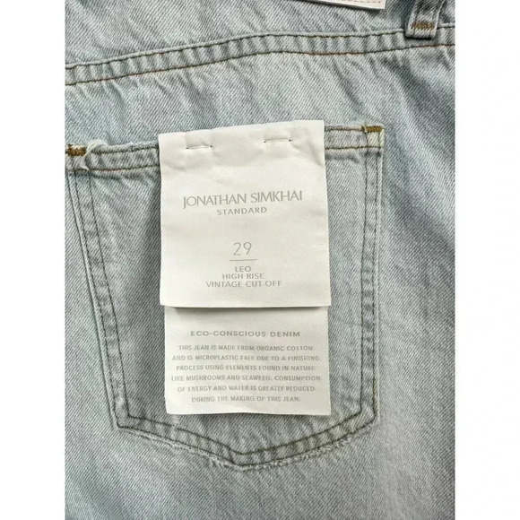 NWT Jonathan Simkhai Sz 29 Leo Blue Vintage High Rise Button Cut Off Denim Short - Picture 7 of 13